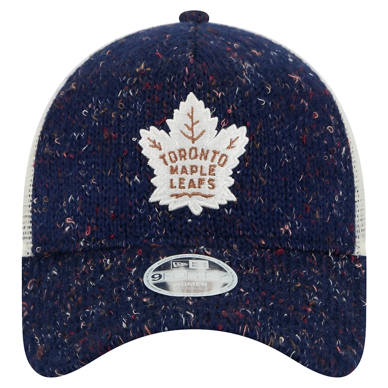 Casquette trucker ajustable New Era bleu marine Toronto Maple Leafs 9FORTY pour femme