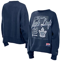 Women's New Era  Navy Toronto Maple Leafs Boxy Mineral Wash Dolman Sleeve Cropped Sweatshirt