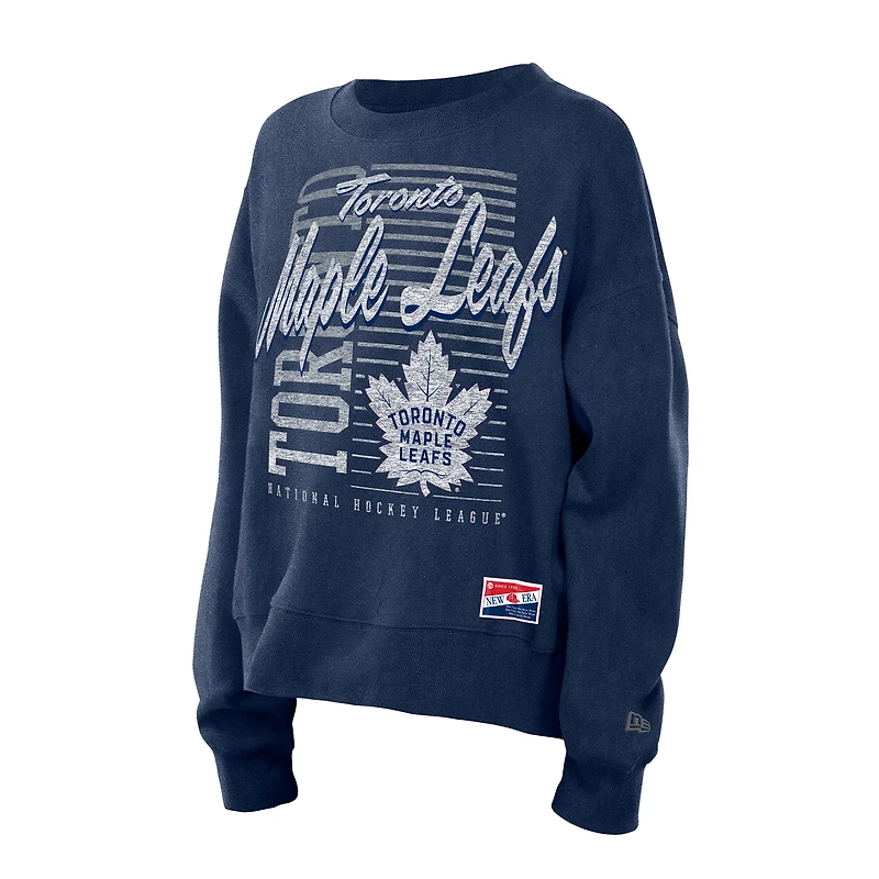 Women's New Era  Navy Toronto Maple Leafs Boxy Mineral Wash Dolman Sleeve Cropped Sweatshirt