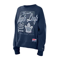 Women's New Era  Navy Toronto Maple Leafs Boxy Mineral Wash Dolman Sleeve Cropped Sweatshirt