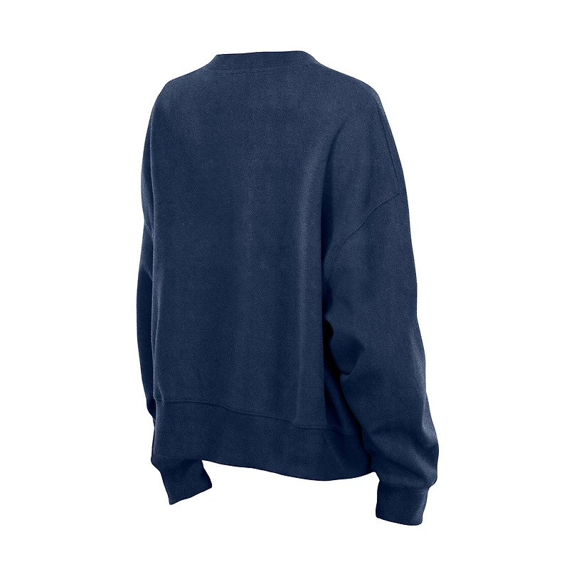 Sweat-shirt court à manches dolman bleu marine pour femme New Era des Maple Leafs de Toronto, coupe carrée et délavé minéral
