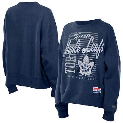 Women's New Era  Navy Toronto Maple Leafs Boxy Mineral Wash Dolman Sleeve Cropped Sweatshirt