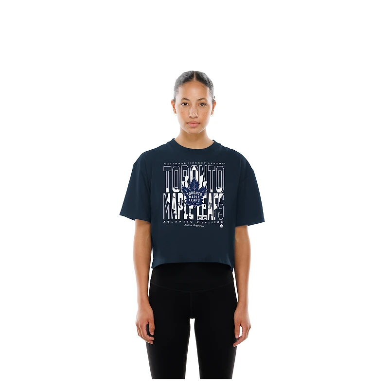 Women's New Era Navy Toronto Maple Leafs Boxy Partial Logo T-Shirt