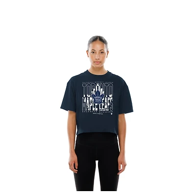 Women's New Era Navy Toronto Maple Leafs Boxy Partial Logo T-Shirt