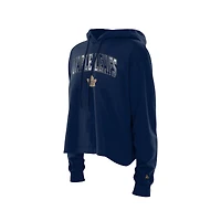 Sweat à capuche ouvert dos bleu marine New Era pour femme des Maple Leafs de Toronto