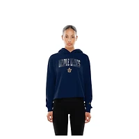 Sweat à capuche ouvert dos bleu marine New Era pour femme des Maple Leafs de Toronto