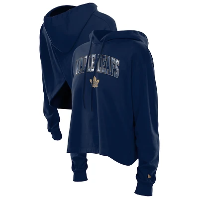 Sweat à capuche ouvert dos bleu marine New Era pour femme des Maple Leafs de Toronto