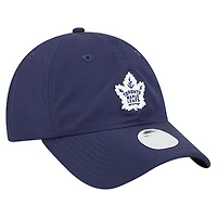 Casquette ajustable New Era bleu marine 9FORTY pour femme avec queue de cheval des Maple Leafs de Toronto