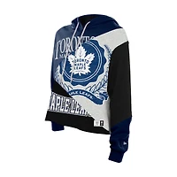 Sweat à capuche court et carré bleu marine recyclé blocs de couleurs des Maple Leafs Toronto New Era pour femme