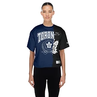 T-shirt court bleu marine recyclé à imprimé blocs de couleurs des Maple Leafs Toronto New Era pour femme