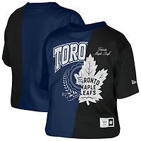 T-shirt court bleu marine recyclé à imprimé blocs de couleurs des Maple Leafs Toronto New Era pour femme