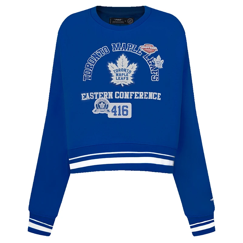Women's Pro Standard  Blue Toronto Maple Leafs Area Code Cropped Pullover Sweatshirt