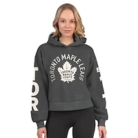 Women's Starter  Gray Toronto Maple Leafs Star Player Cropped Fleece Hoodie