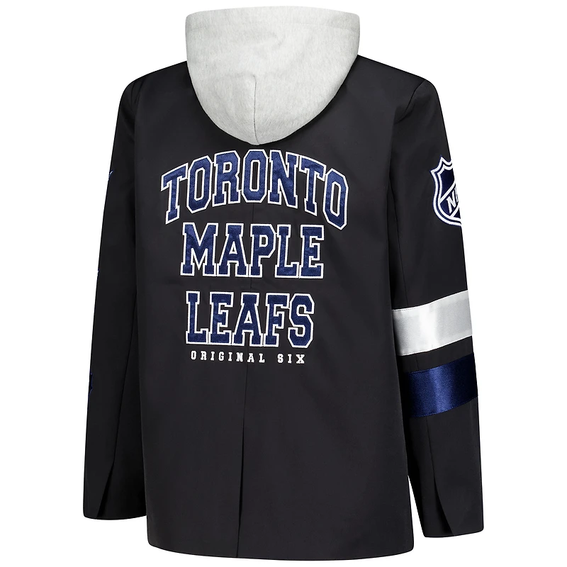 Women's The Wild Collective Black Toronto Maple Leafs Original 6 Hooded Blazer