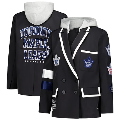Blazer à capuche noir The Wild Collective Original 6 pour femmes, modèle Toronto Maple Leafs.