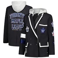 Blazer à capuche noir The Wild Collective Original 6 pour femmes, modèle Toronto Maple Leafs.
