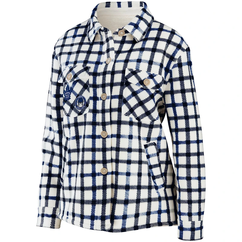 Women's WEAR by Erin Andrews Oatmeal Toronto Maple Leafs Plaid Button-Up - Shirt Jacket