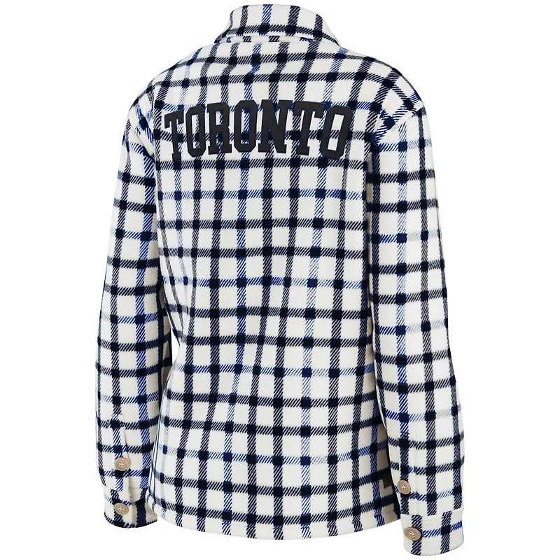 Women's WEAR by Erin Andrews Oatmeal Toronto Maple Leafs Plaid Button-Up - Shirt Jacket