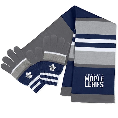 Women's WEAR by Erin Andrews Toronto Maple Leafs Stripe Glove & Scarf Set