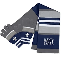 WEAR by Erin Andrews Ensemble gants et écharpe à rayures des Maple Leafs de Toronto pour femmes