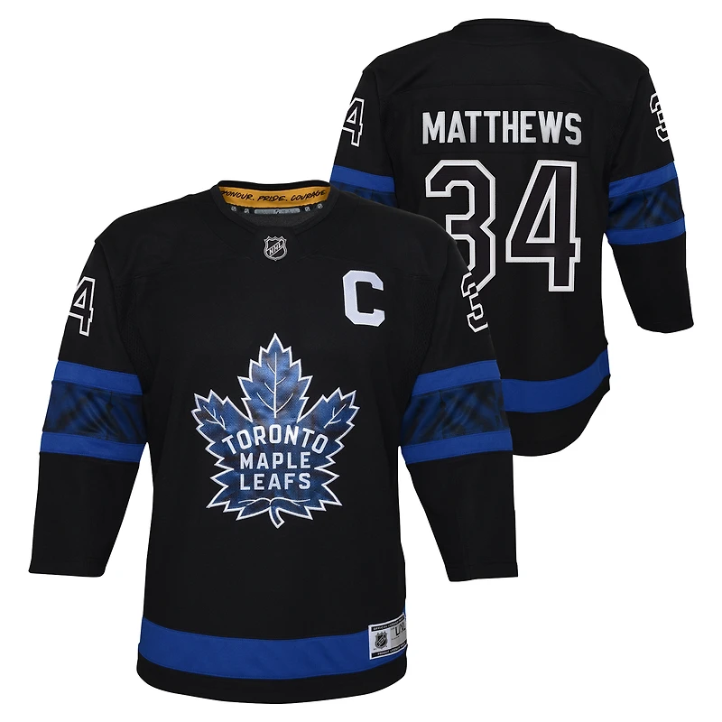 Maillot de joueur alternatif Premier noir Auston Matthews des Maple Leafs Toronto pour jeunes