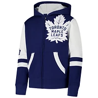 Sweat à capuche entièrement zippé bleu Toronto Maple Leafs Face Off pour jeunes