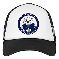 Casquette de camionneur ajustable blanche Mitchell & Ness pour jeunes, mascotte des Maple Leafs de Toronto