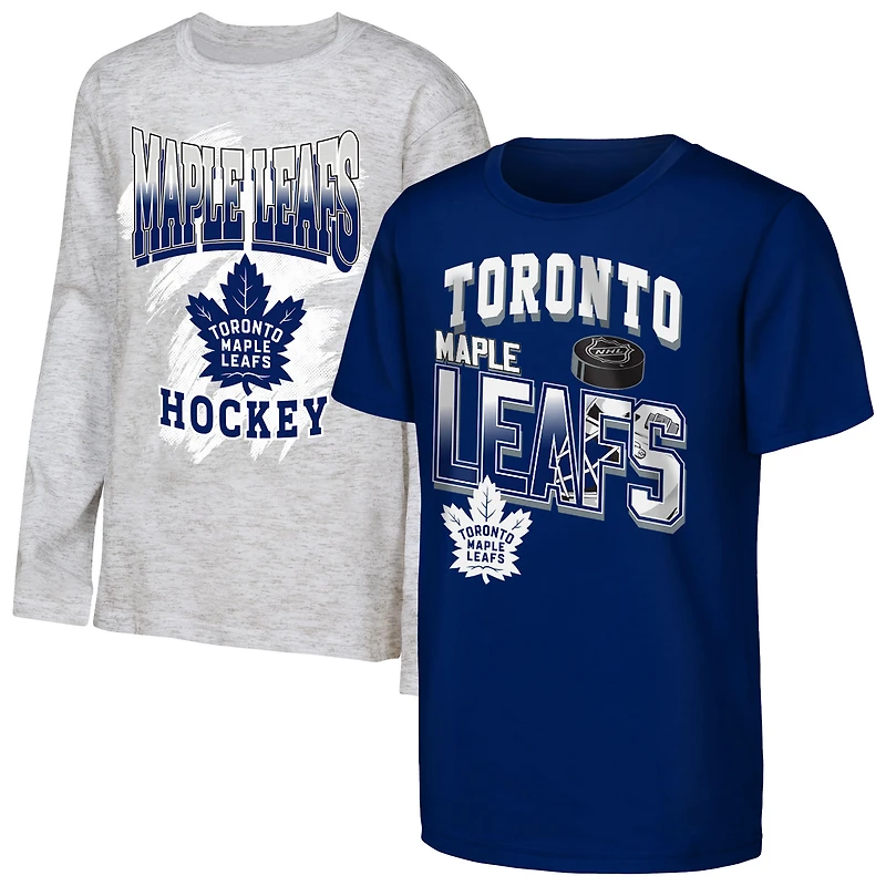 Youth Outerstuff Blue/Heather Gray Toronto Maple Leafs Rally the Team 3-in-1 Combo T-Shirt Set