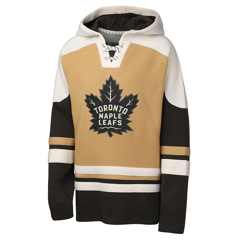 Youth Outerstuff Tan Toronto Maple Leafs Ageless Raglan V-Neck Hoodie