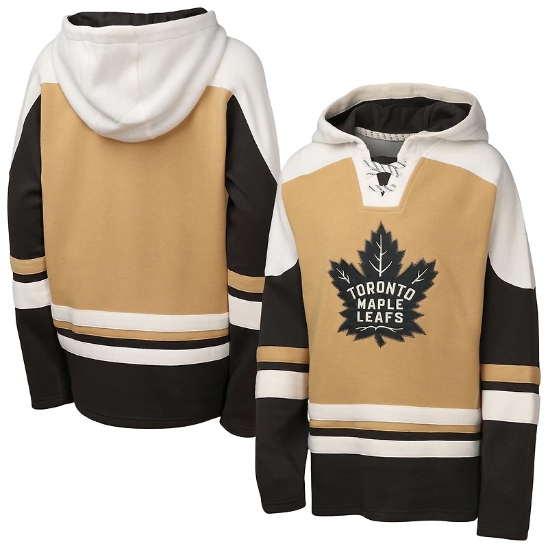 Sweat à capuche col en V Ageless Raglan des Maple Leafs de Toronto pour jeunes Outerstuff Tan