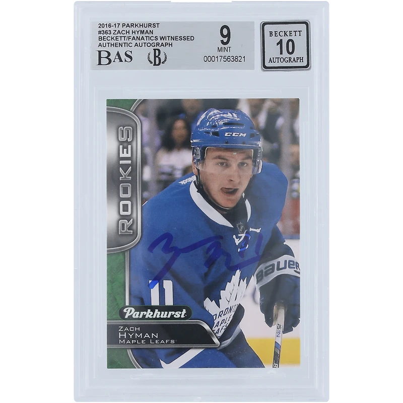 V106832 Leafs Zach Hyman Toronto Maple Leafs Autographié 2016-17 Upper Deck Parkhurst #363 Beckett Fanatics Witnessed Authentifié 9/10 Carte recrue 11 Zach Hyman AUT UPD CARTES À ÉCHANGER 45646 AUTTRC CA01HK4483 #8