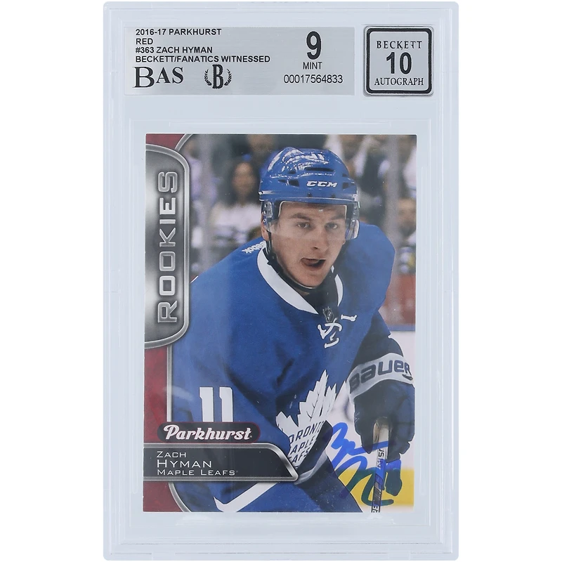 V106832 Leafs Zach Hyman Toronto Maple Leafs Autographié 2016-17 Upper Deck Parkhurst Rouge #363 Beckett Fanatics Witnessed Authentifié 9/10 Carte Recrue 11 Zach Hyman AUT UPD CARTES À ÉCHANGER 45646 AUTTRC CA01HK4482 #7