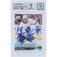 Carte de recrue 9/10 autographiée par Zach Hyman des Maple Leafs de Toronto, Upper Deck Series 1 Young Guns #222 Beckett Fanatics, 2016-17