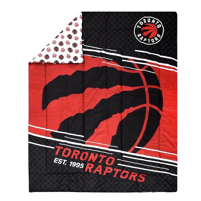 Raptors de Toronto noirs - Ensemble de literie simple 4 pièces