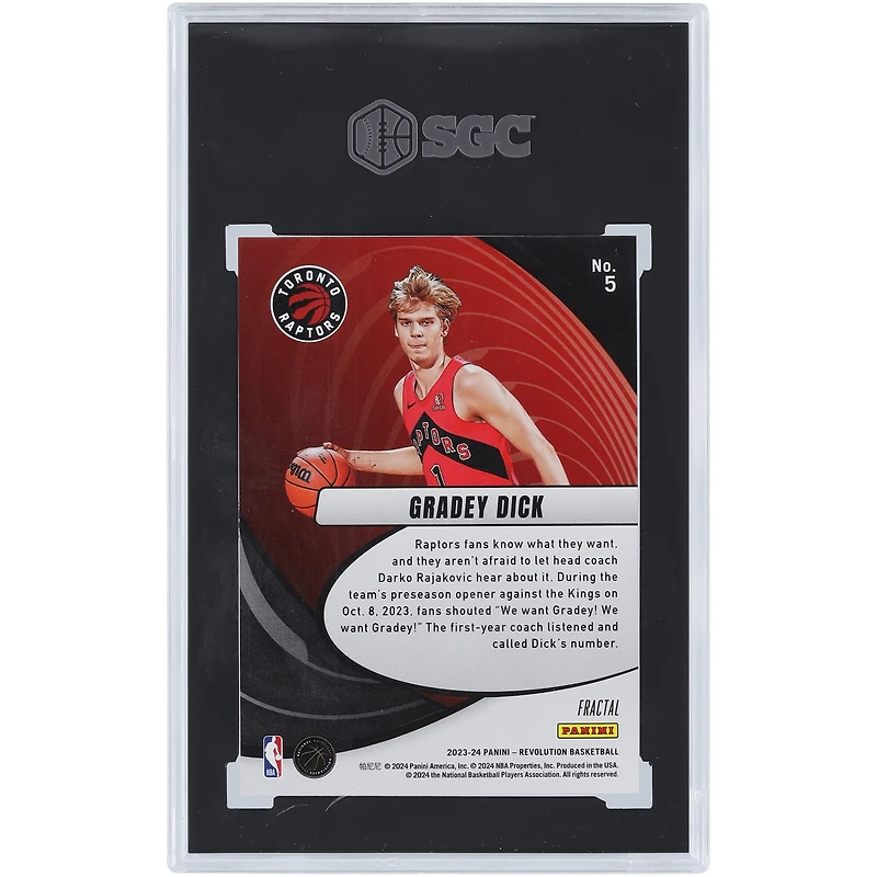 Gradey Dick Toronto Raptors 2022-23 Panini Revolution Fractal #5 SGC Authenticated 10 Rookie Card