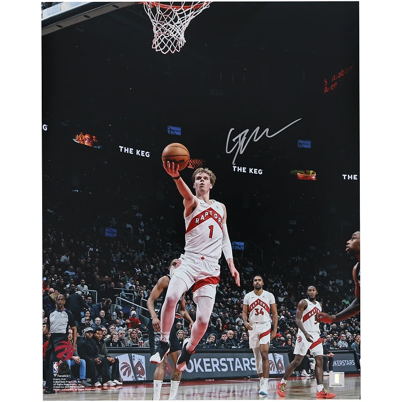 Photo autographiée de Gradey Dick (Toronto Raptors) - Layup contre les Spurs (40,6 x 50,8 cm)