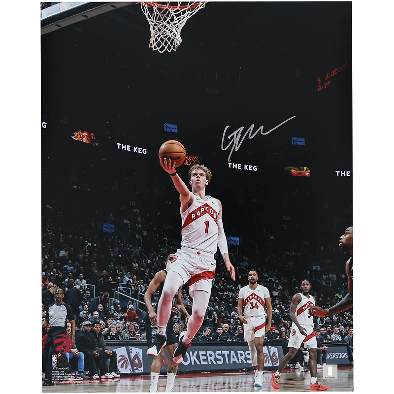 Photographie autographiée de Gradey Dick des Toronto Raptors contre les Spurs, 16" x 20"