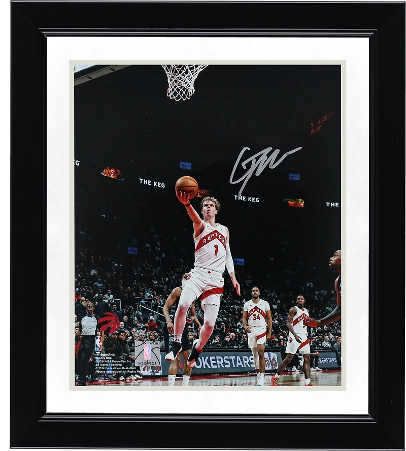 Photographie autographiée de Gradey Dick des Toronto Raptors contre les Spurs, 8" x 10"