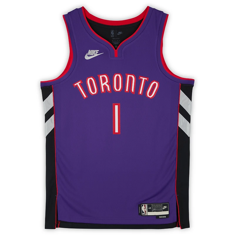 Maillot Nike Classic Swingman violet autographié par Gradey Dick des Toronto Raptors