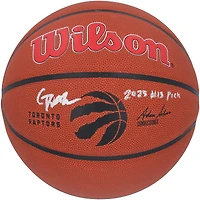 Gradey Dick Toronto Raptors Autographed Wilson Team Logo Basketball