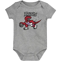 Bébé Mitchell & Ness Vince Carter gris chiné Toronto Raptors Hardwood Classics Body avec nom et numéro