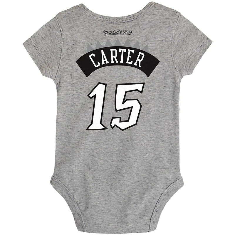 Bébé Mitchell & Ness Vince Carter gris chiné Toronto Raptors Hardwood Classics Body avec nom et numéro
