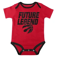 Infant Red/Black/Gray Toronto Raptors Bank Shot Bodysuit, Hoodie T-Shirt & Shorts Set