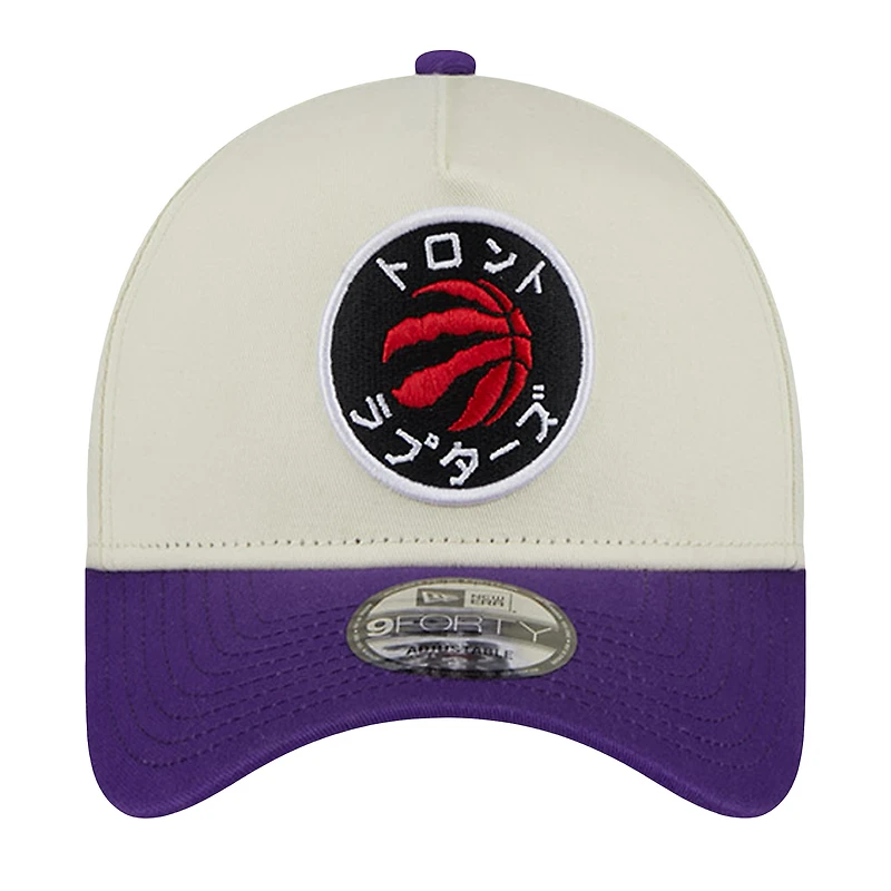 Men's New Era  Cream Toronto Raptors Hyperfly A-Frame 9FORTY Adjustable Hat