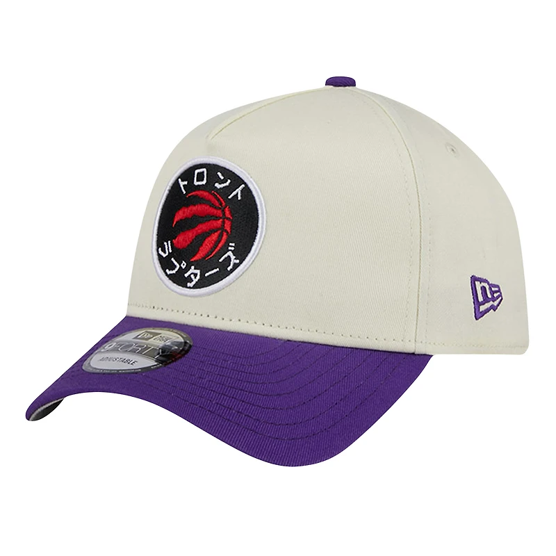 Men's New Era  Cream Toronto Raptors Hyperfly A-Frame 9FORTY Adjustable Hat