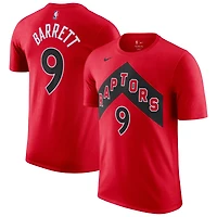 T-shirt Nike RJ Barrett rouge pour homme avec nom et numéro Essential Icon des Toronto Raptors