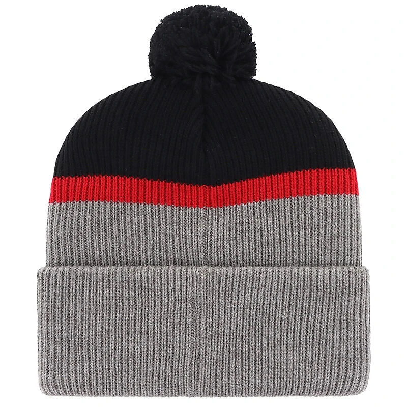 Men's '47 Black/Gray Toronto Raptors Split Shadow Cuffed Knit Hat with Pom