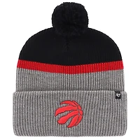Men's '47 Black/Gray Toronto Raptors Split Shadow Cuffed Knit Hat with Pom