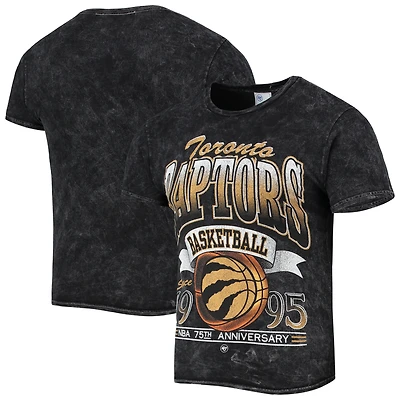 T-shirt tubulaire vintage avec lavage minéral pour homme '47 Black Toronto Raptors 75th Anniversary City Edition