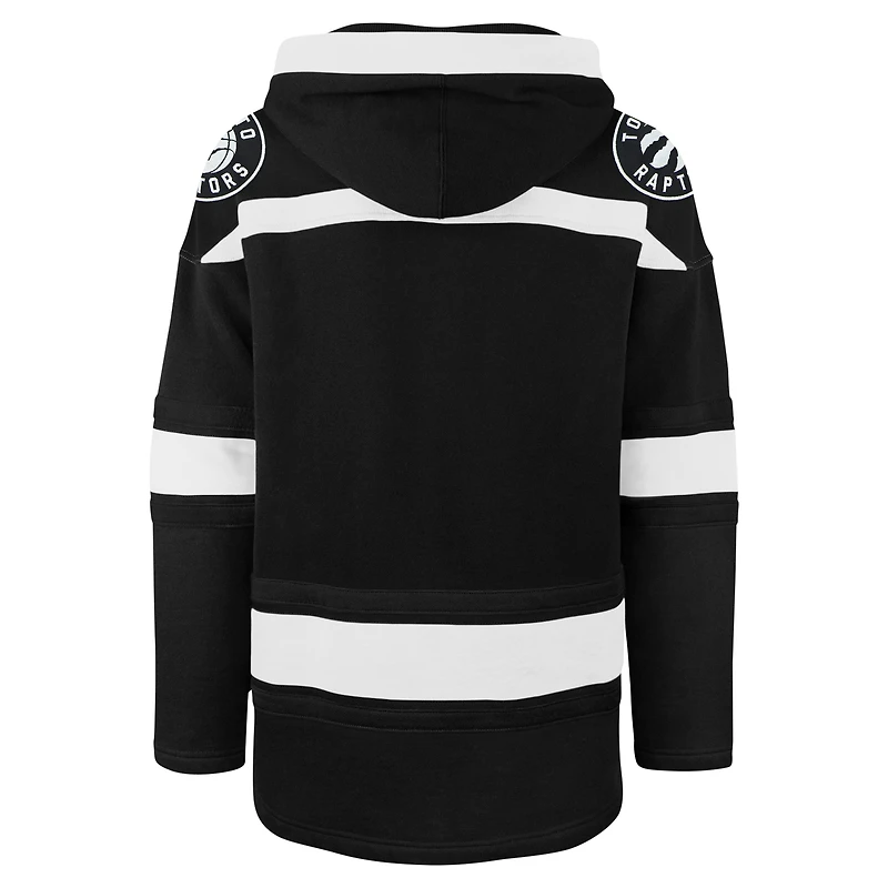 Men's '47 Black Toronto Raptors Ice Lace-Up Pullover Hoodie